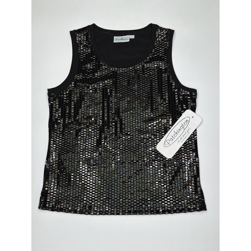 NWT Patchington Black Sequin Party New Years Eve Rave Tank‎ Top Women's Size M